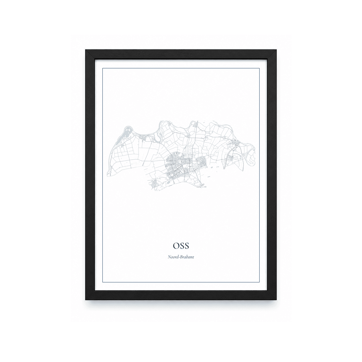 Kaartposter Oss – kaartportret – Delfts blauw