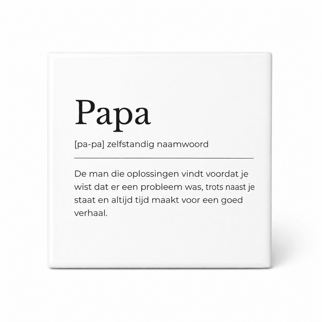Papa woordenboektegeltje op keramiek