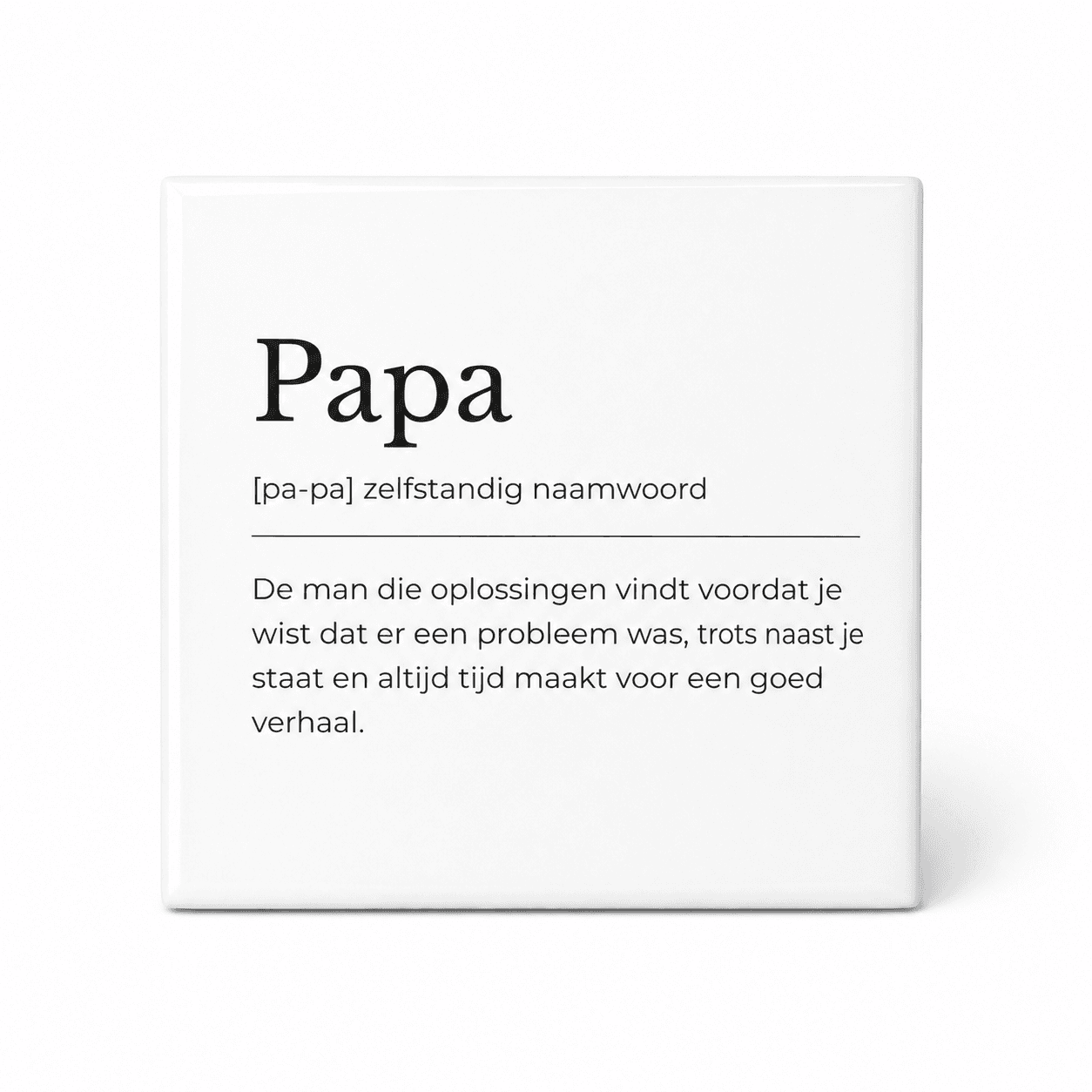 Papa woordenboektegeltje op keramiek