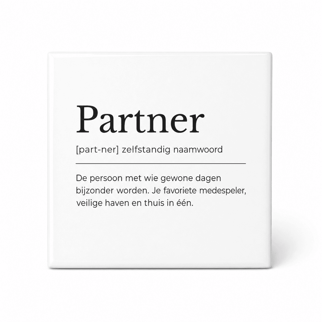 Partner woordenboektegeltje op keramiek