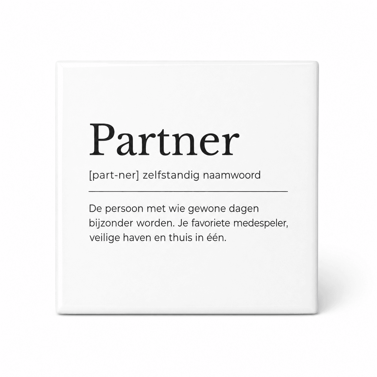 Partner woordenboektegeltje op keramiek