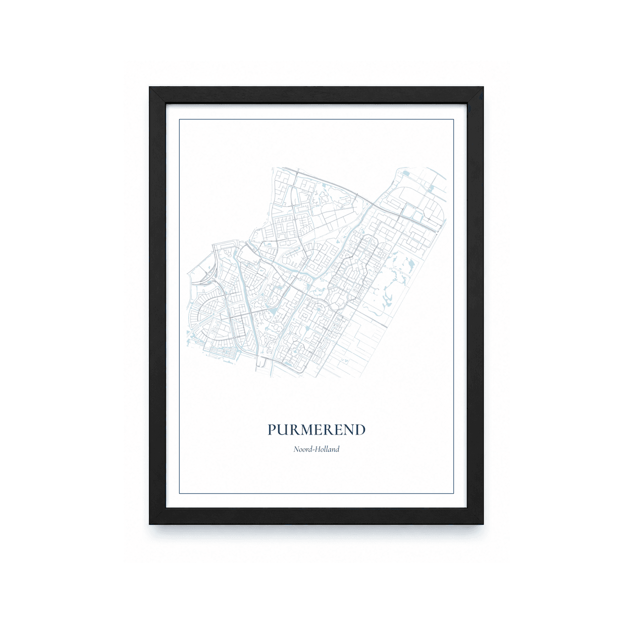 Kaartposter Purmerend – kaartportret – Delfts blauw