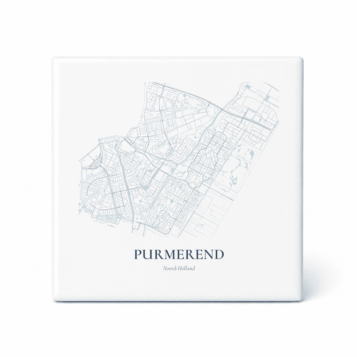 Kaarttegeltje Purmerend – kaartportret – Delfts blauw