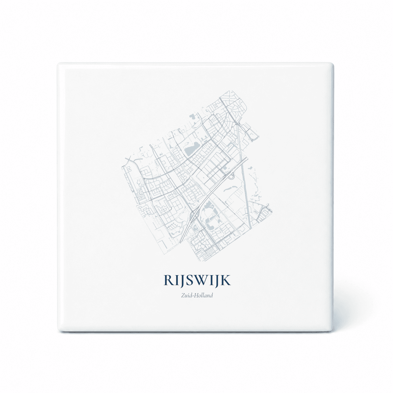 Kaarttegeltje Rijswijk – kaartportret – Delfts blauw