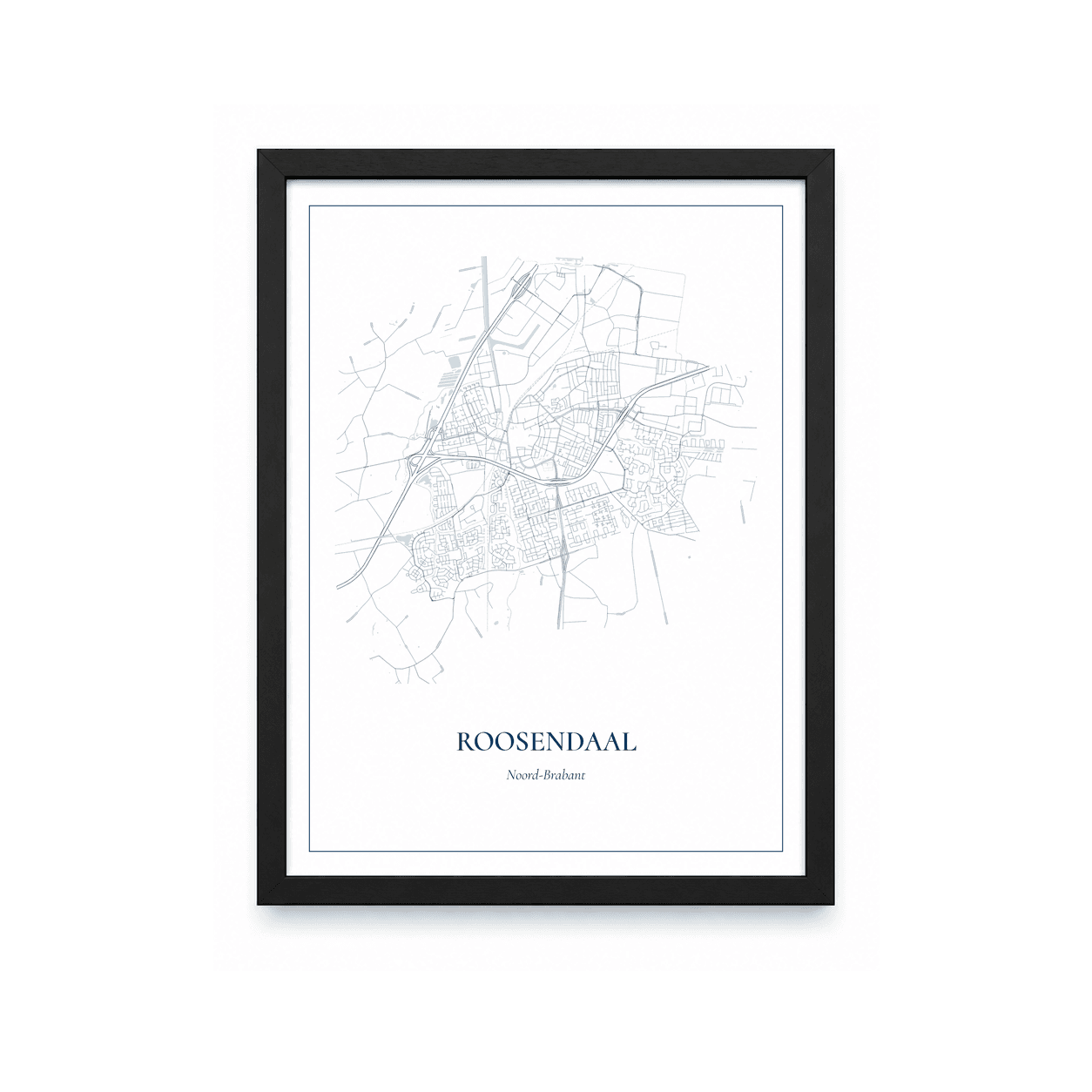 Kaartposter Roosendaal – kaartportret – Delfts blauw