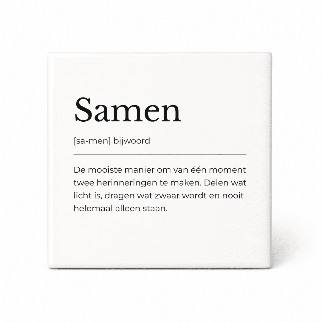Samen woordenboektegeltje op keramiek