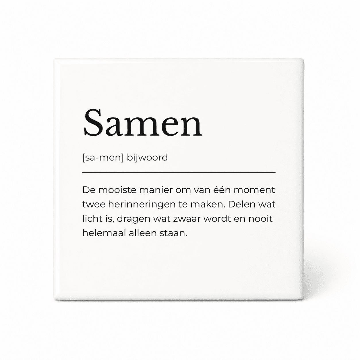 Samen woordenboektegeltje op keramiek