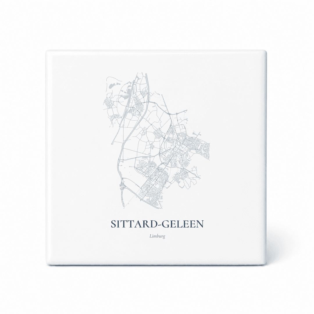 Kaarttegeltje Sittard-Geleen – kaartportret – Delfts blauw