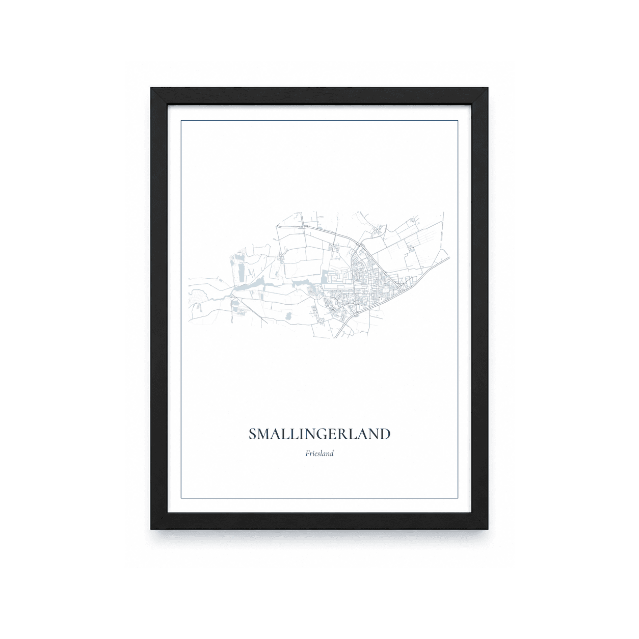 Kaartposter Smallingerland – kaartportret – Delfts blauw
