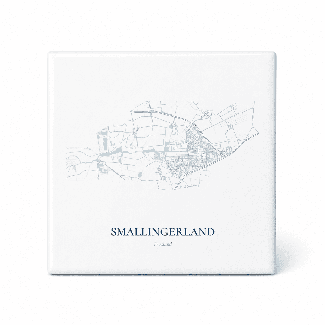 Kaarttegeltje Smallingerland – kaartportret – Delfts blauw