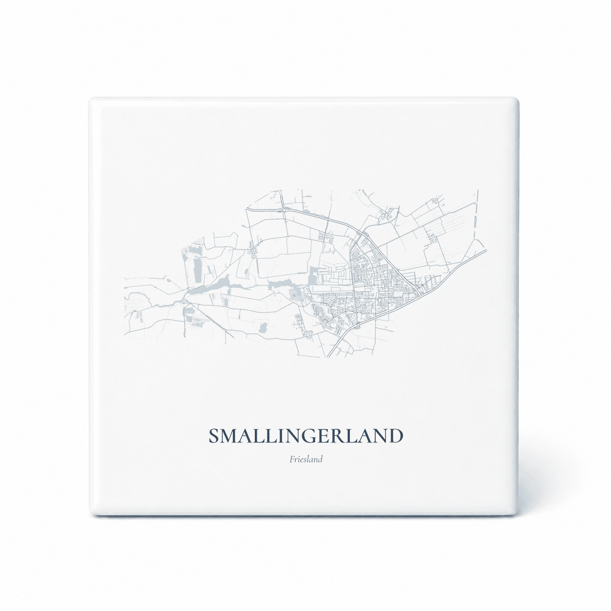 Kaarttegeltje Smallingerland – kaartportret – Delfts blauw