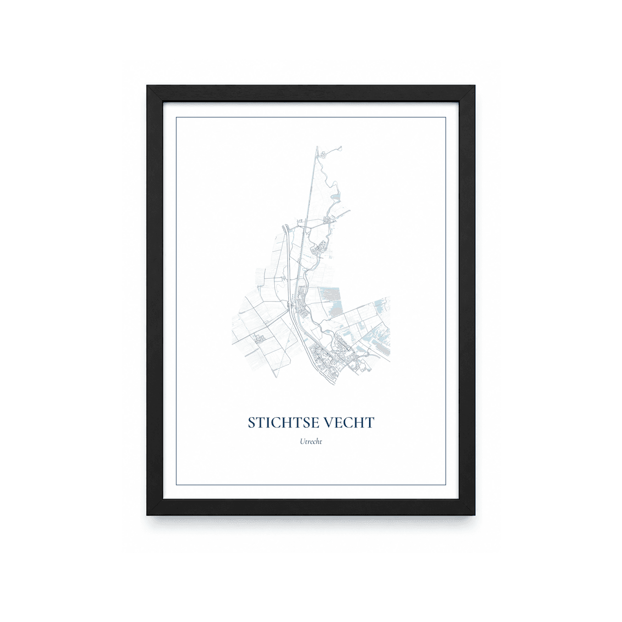 Kaartposter Stichtse Vecht – kaartportret – Delfts blauw