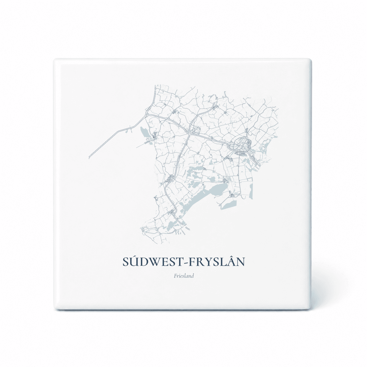 Kaarttegeltje Súdwest-Fryslân – kaartportret – Delfts blauw