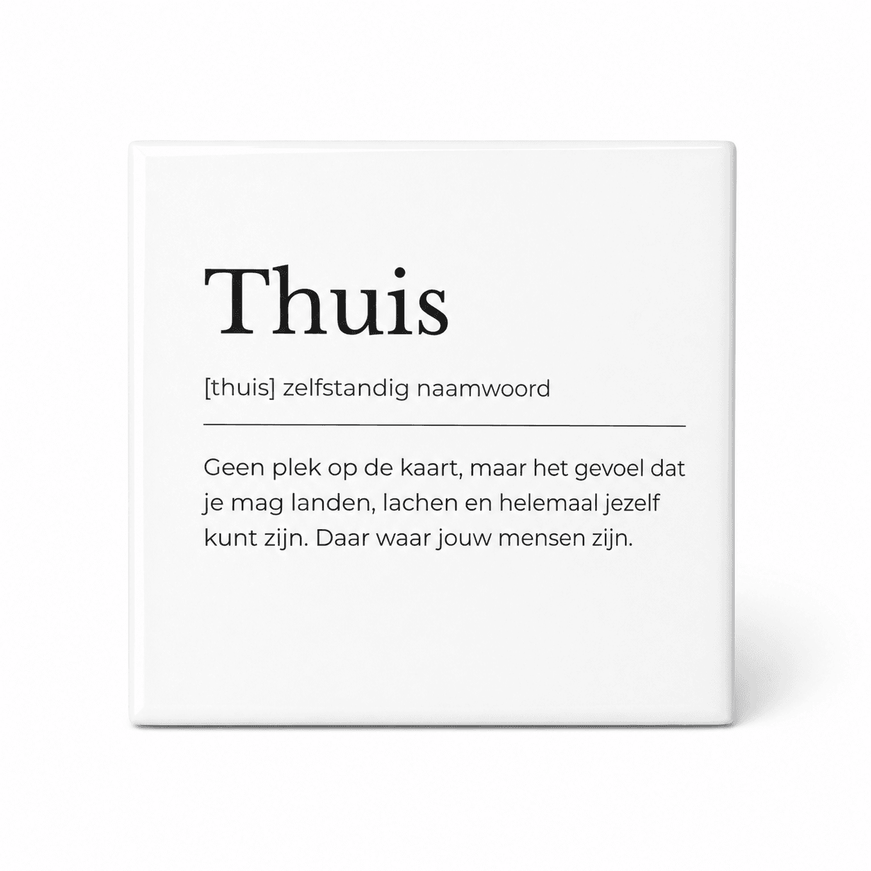 Thuis woordenboektegeltje op keramiek