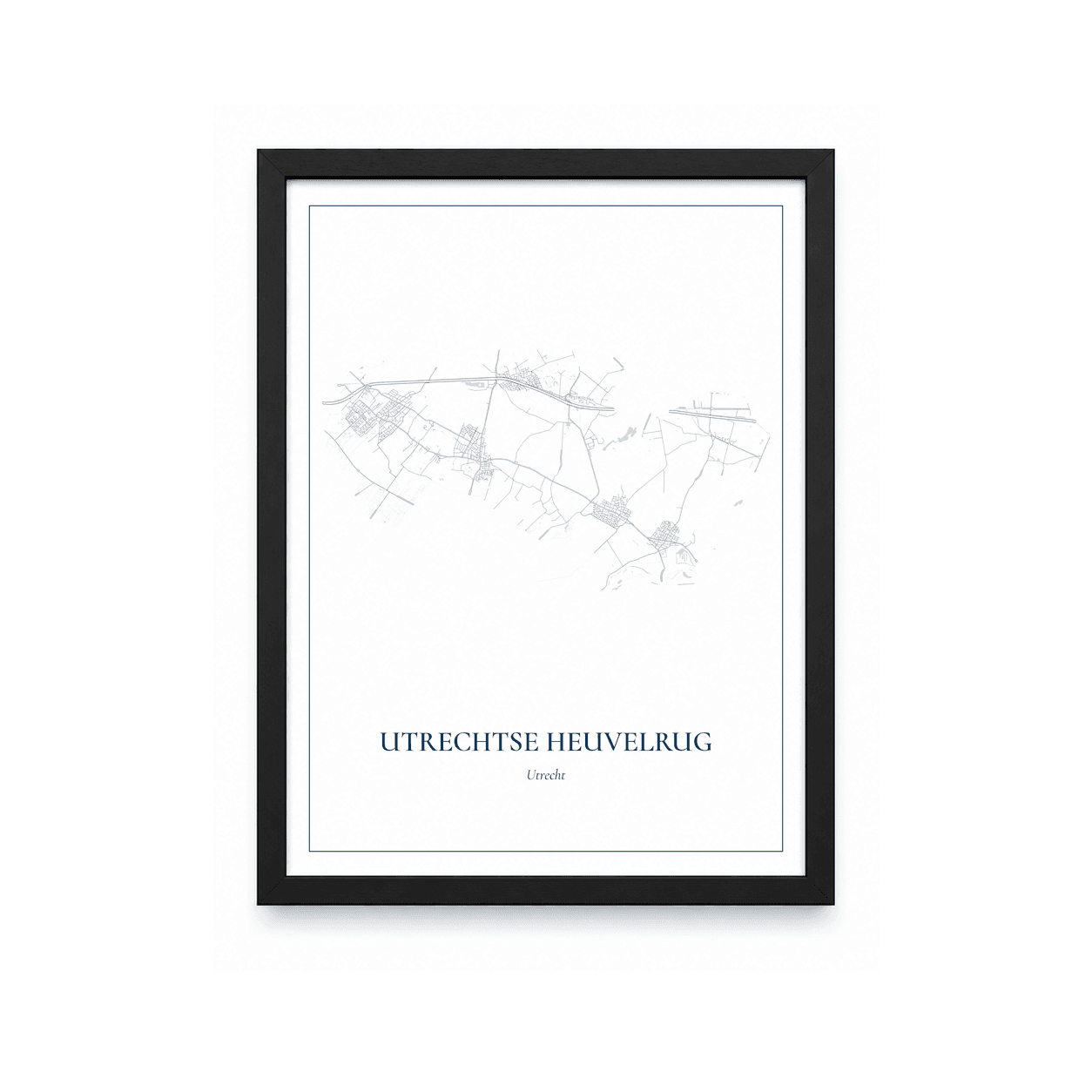 Kaartposter Utrechtse Heuvelrug – kaartportret – Delfts blauw