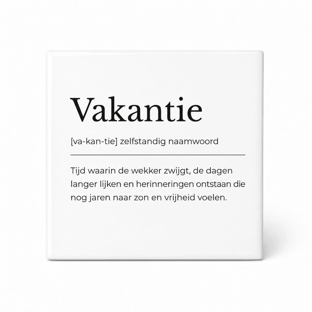 Vakantie woordenboektegeltje op keramiek