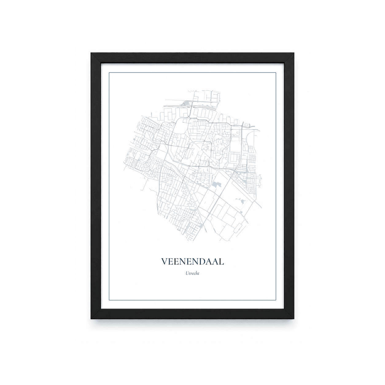 Kaartposter Veenendaal – kaartportret – Delfts blauw