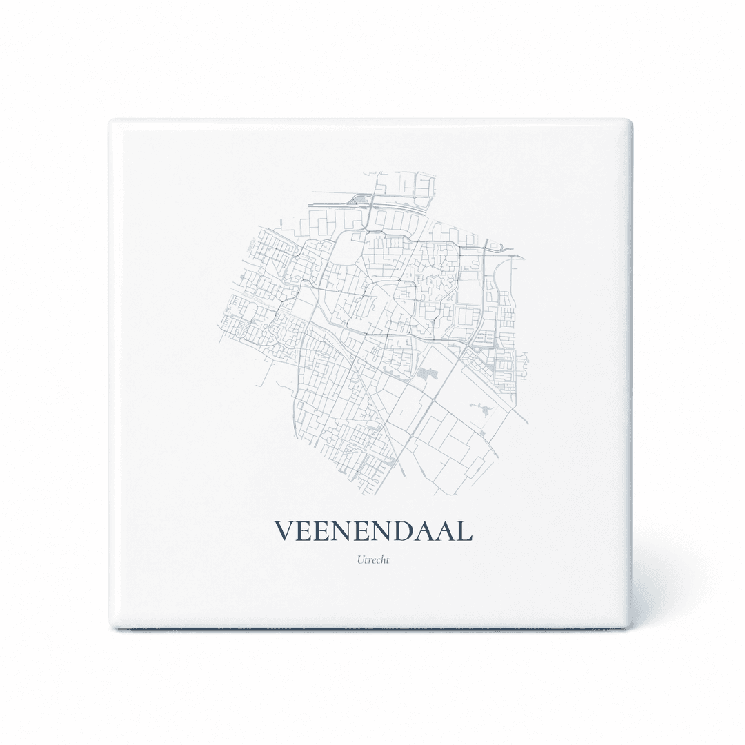 Kaarttegeltje Veenendaal – kaartportret – Delfts blauw