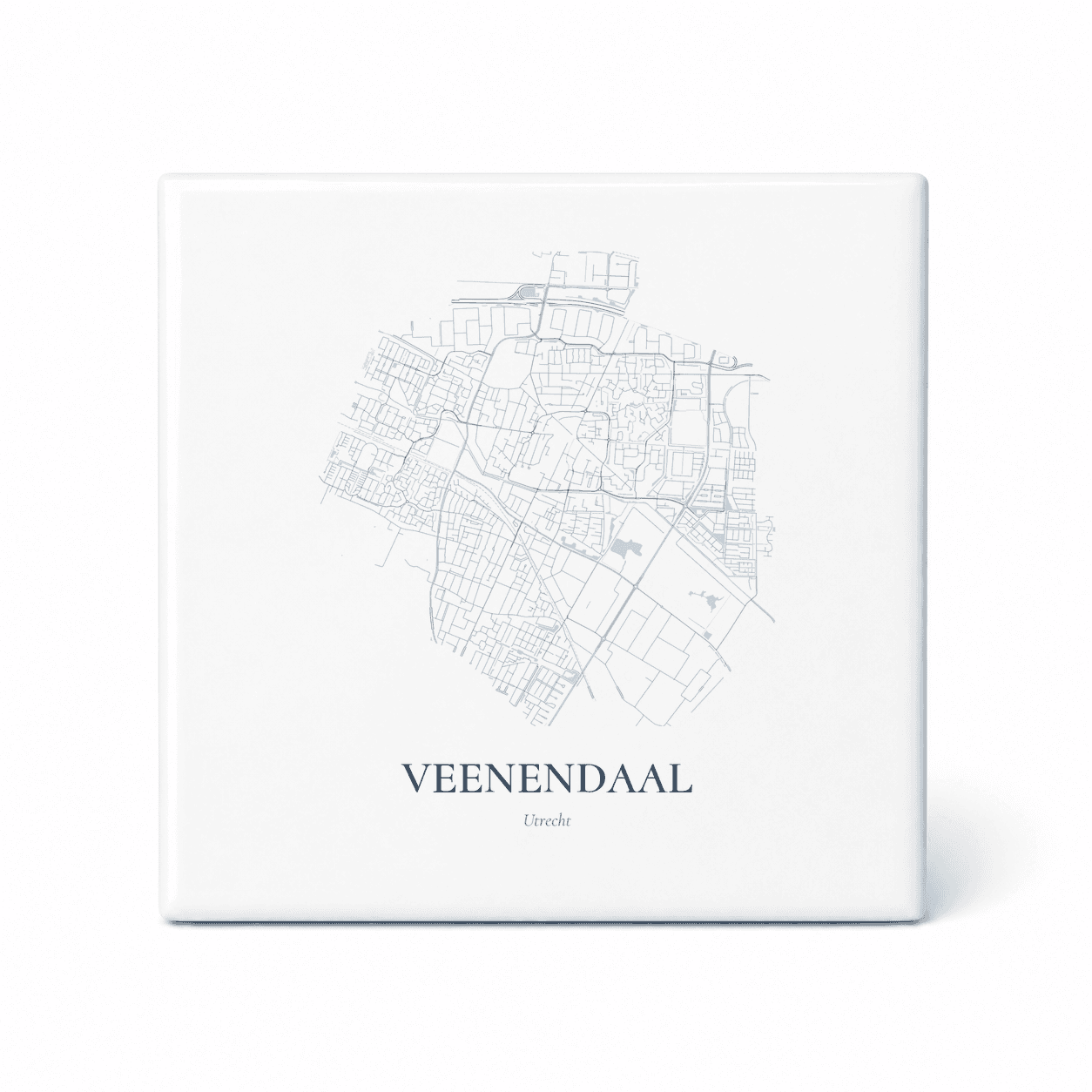 Kaarttegeltje Veenendaal – kaartportret – Delfts blauw