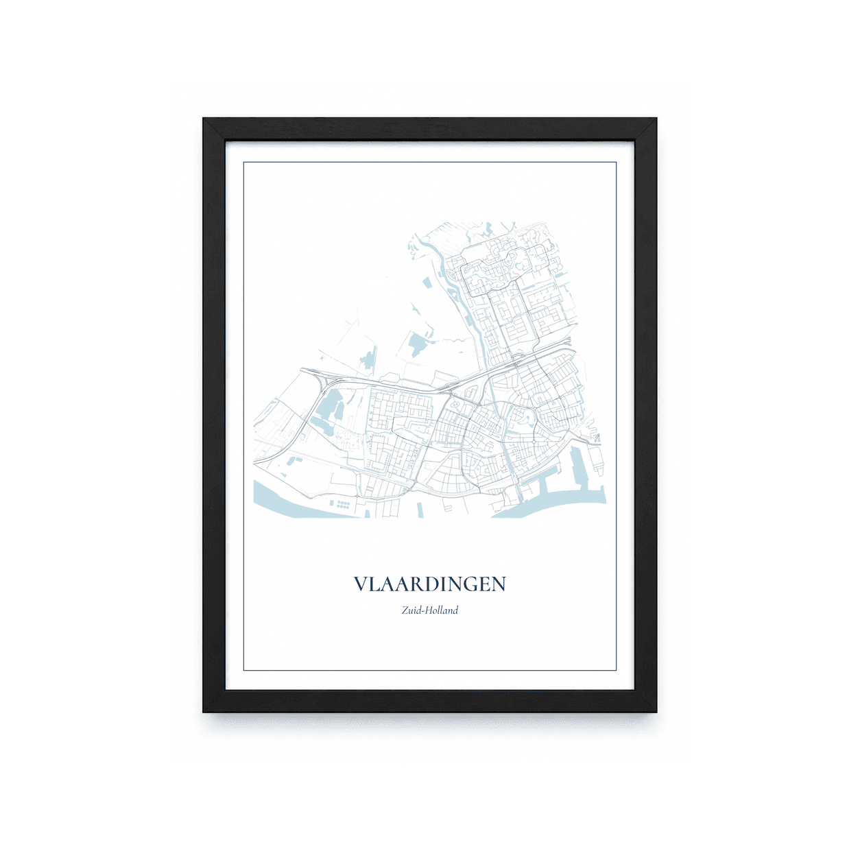 Kaartposter Vlaardingen – kaartportret – Delfts blauw
