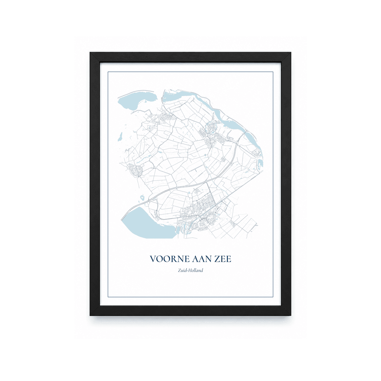 Kaartposter Voorne Aan Zee – kaartportret – Delfts blauw