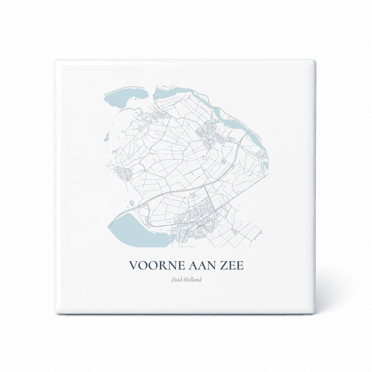 Kaarttegeltje Voorne Aan Zee – kaartportret – Delfts blauw