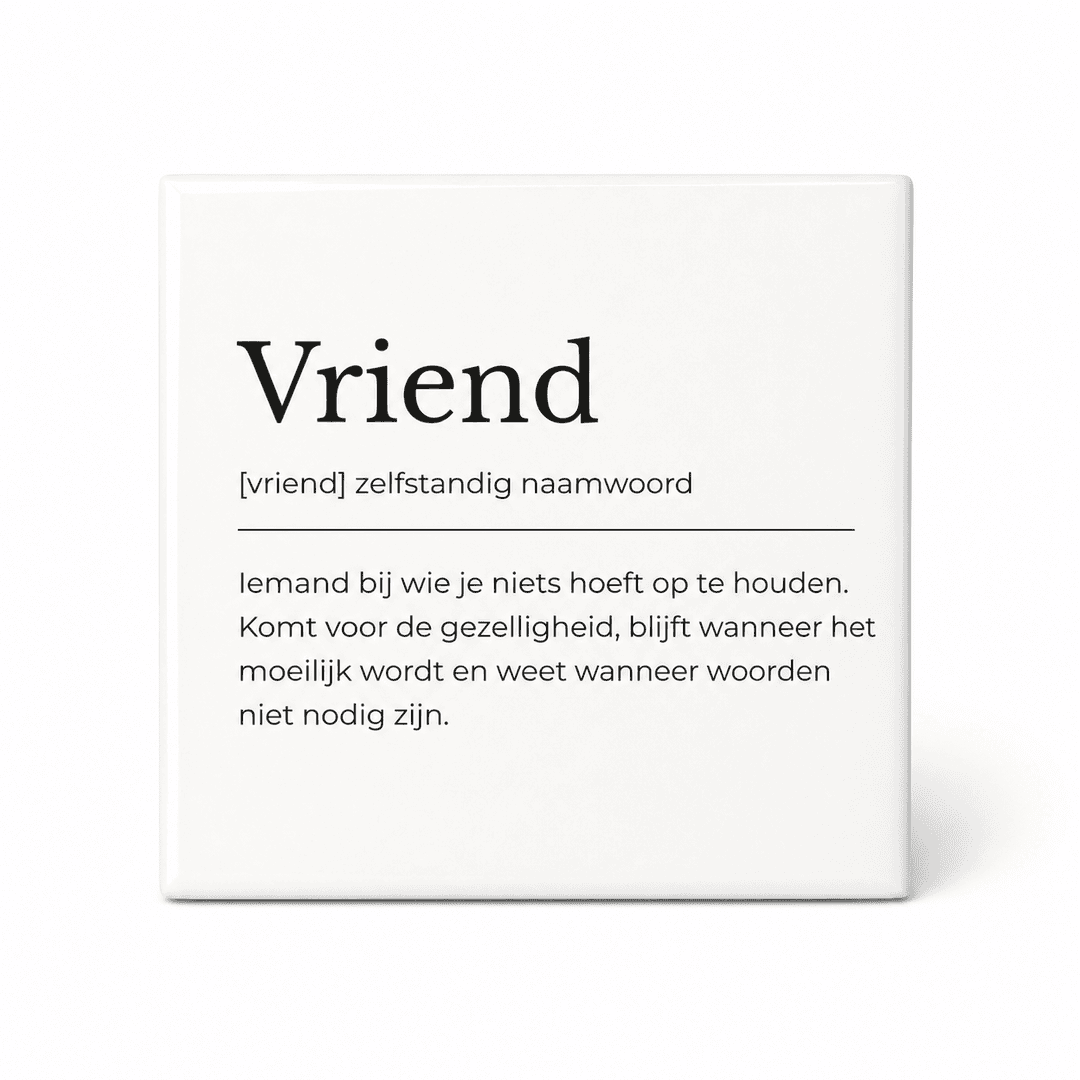 Vriend woordenboektegeltje op keramiek