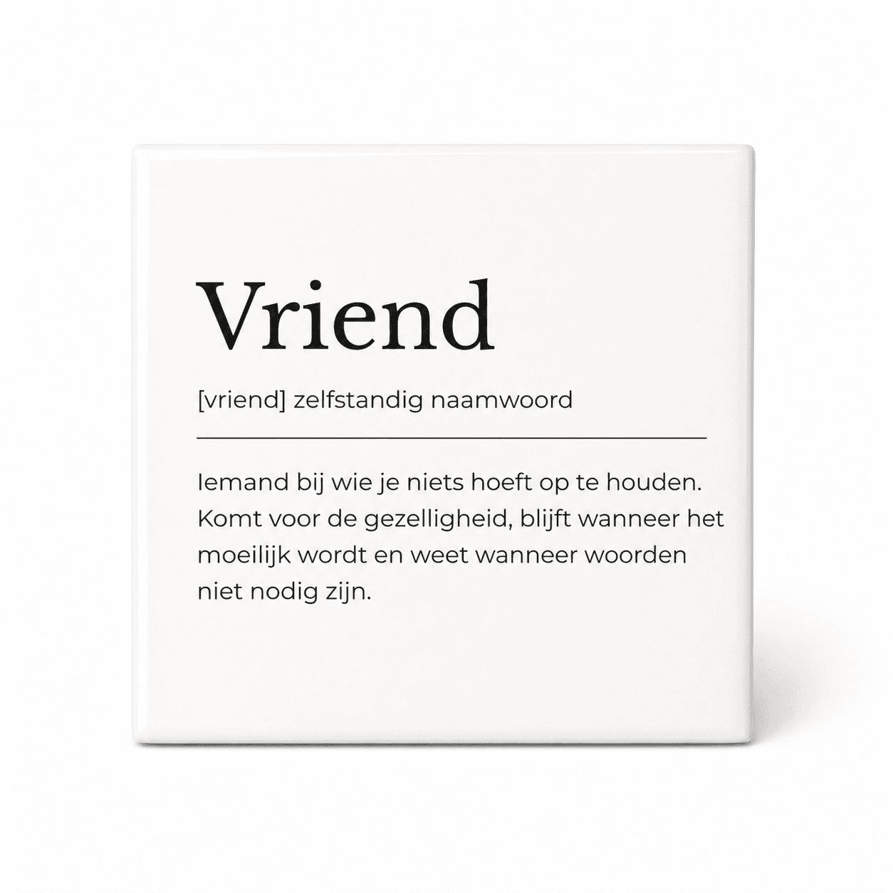 Vriend woordenboektegeltje op keramiek