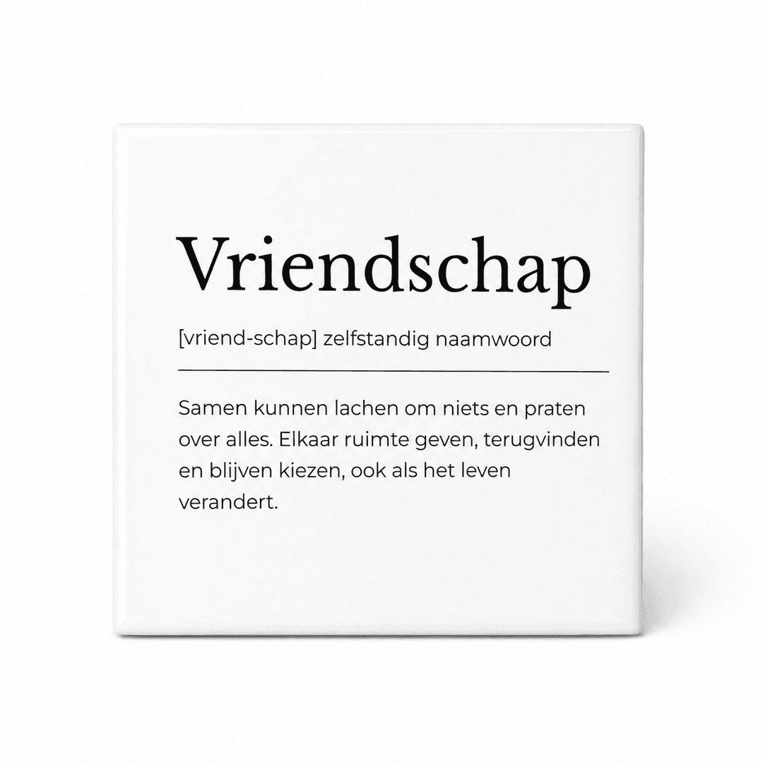 Vriendschap woordenboektegeltje op keramiek