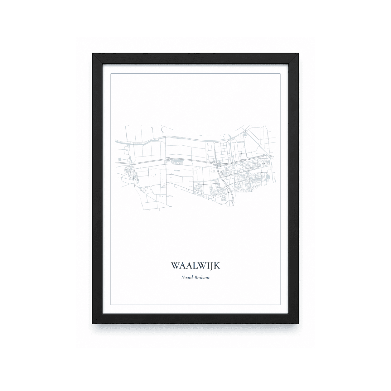 Kaartposter Waalwijk – kaartportret – Delfts blauw
