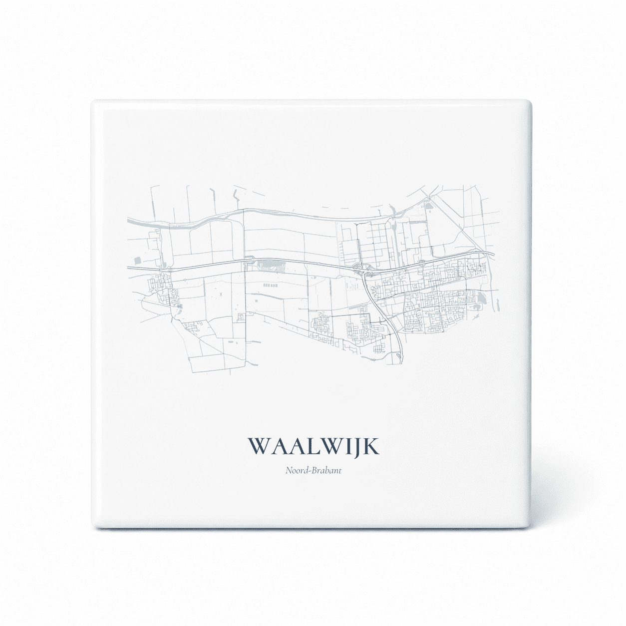 Kaarttegeltje Waalwijk – kaartportret – Delfts blauw