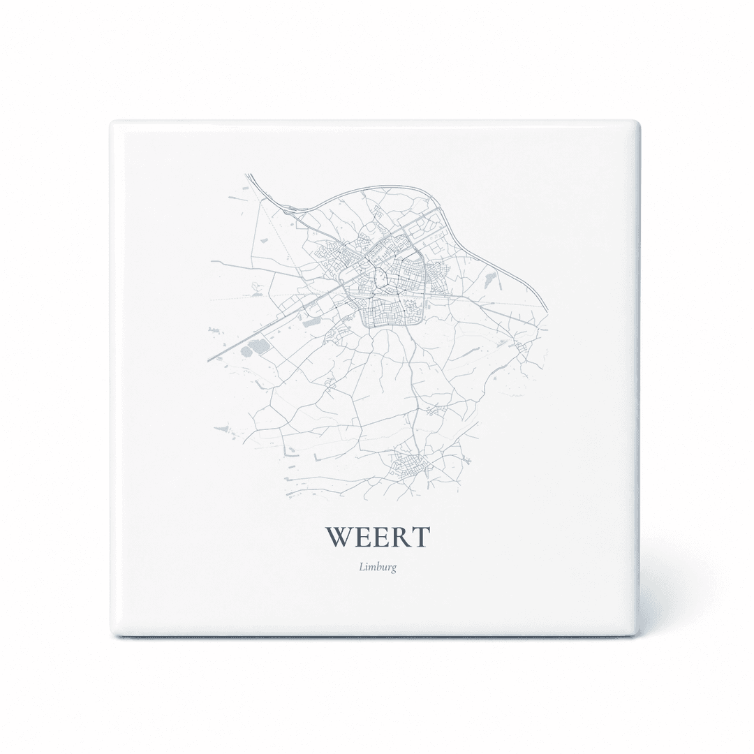 Kaarttegeltje Weert – kaartportret – Delfts blauw