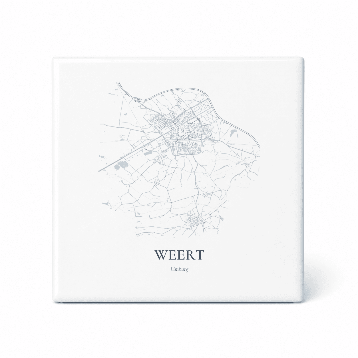 Kaarttegeltje Weert – kaartportret – Delfts blauw