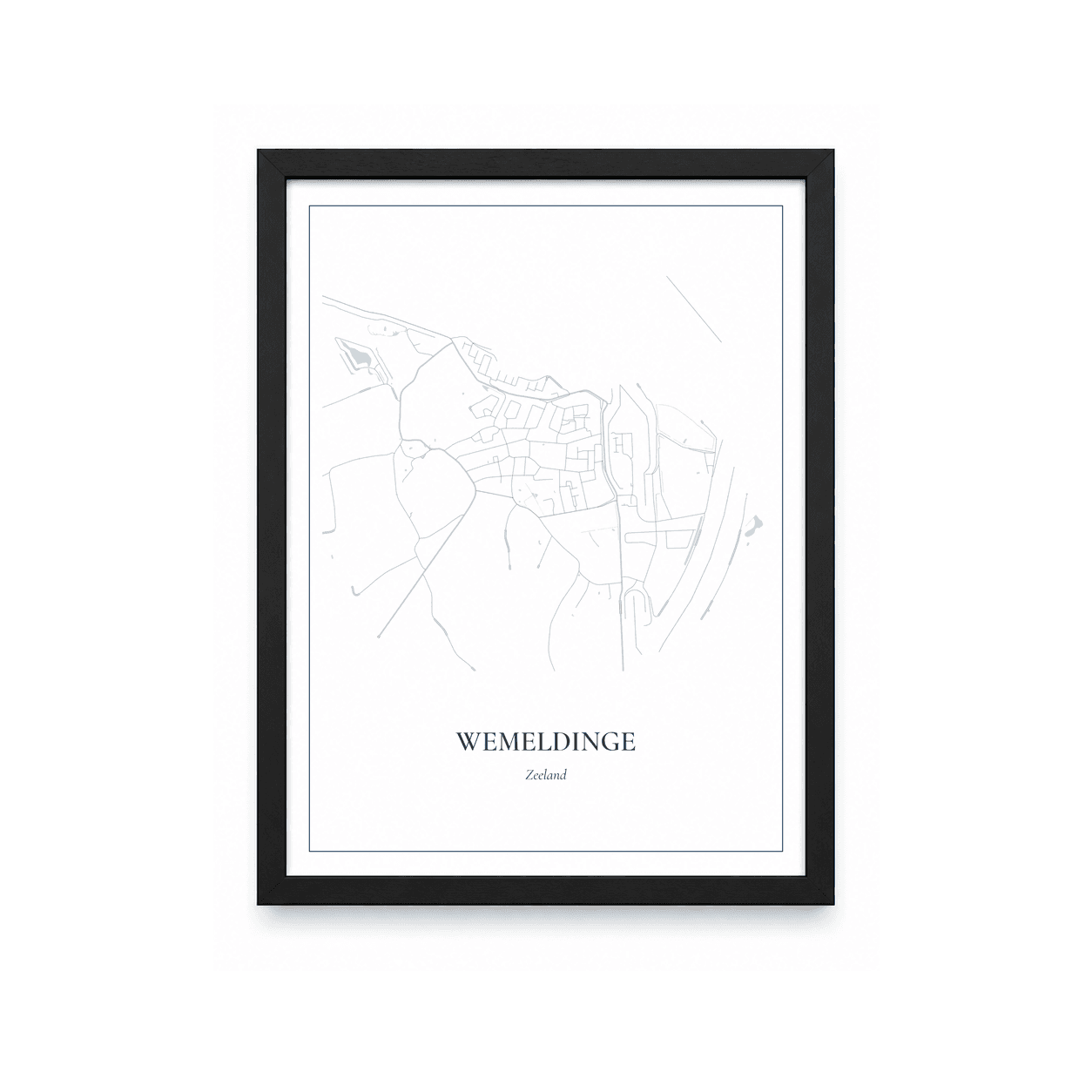 Kaartposter Wemeldinge – kaartportret – Delfts blauw