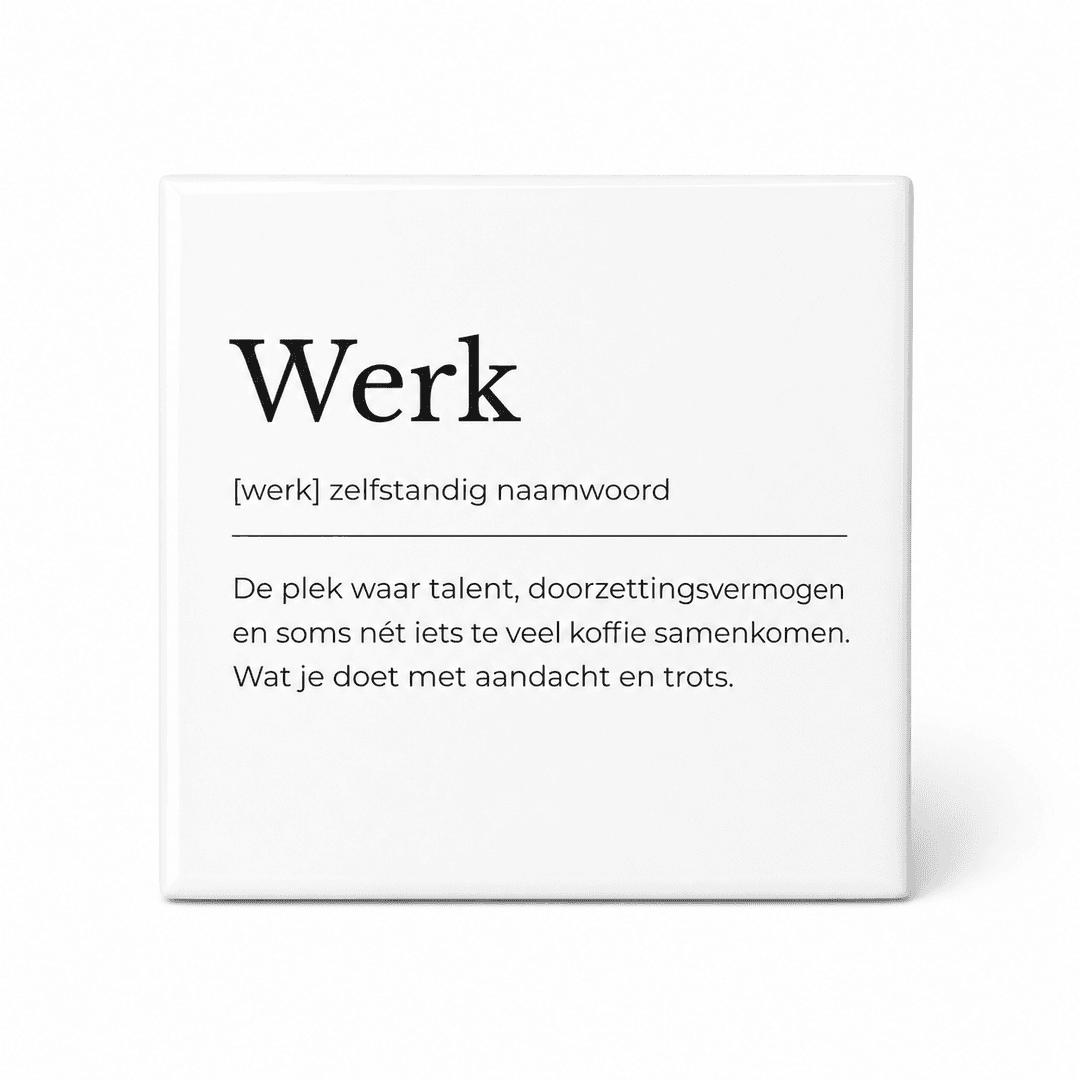 Werk woordenboektegeltje op keramiek