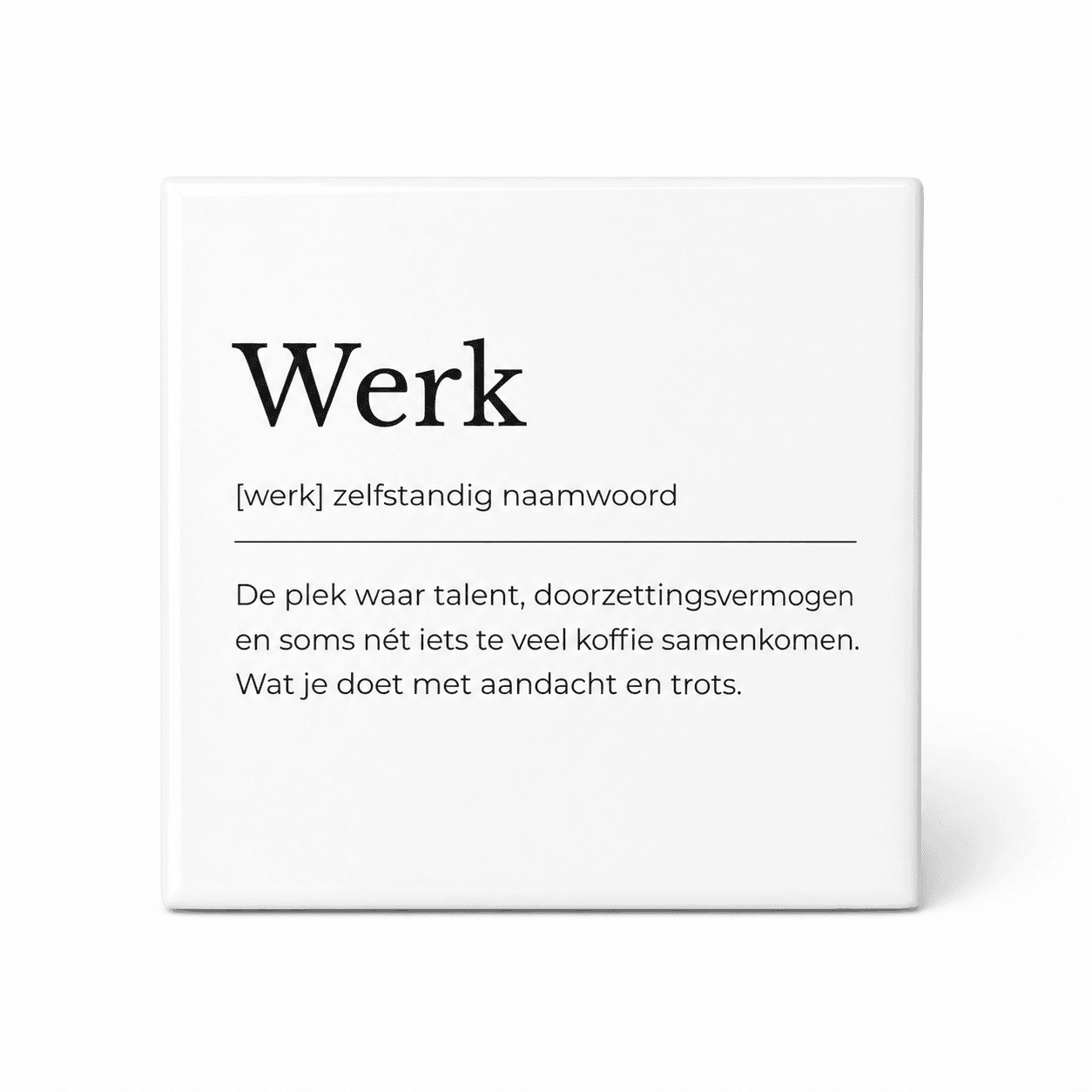 Werk woordenboektegeltje op keramiek