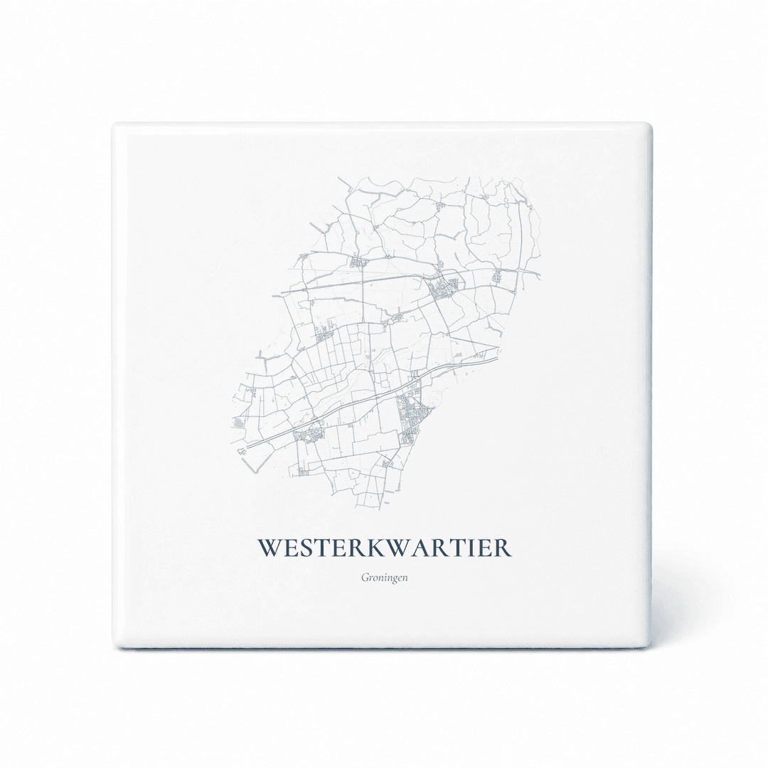 Kaarttegeltje Westerkwartier – kaartportret – Delfts blauw