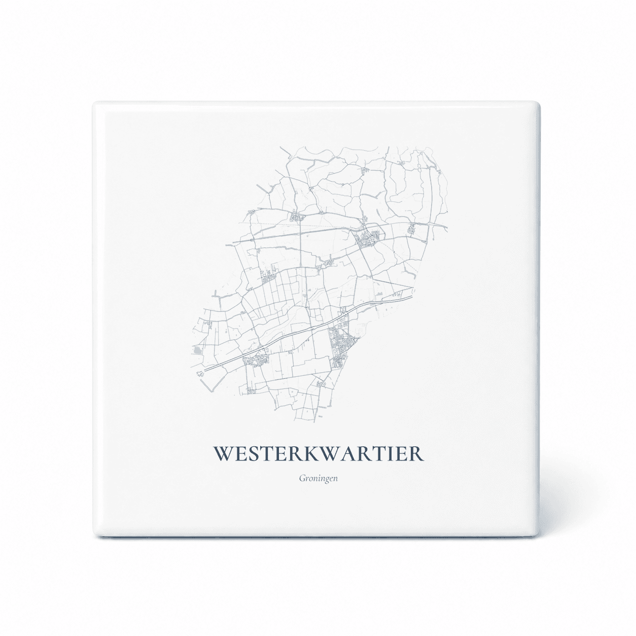 Kaarttegeltje Westerkwartier – kaartportret – Delfts blauw