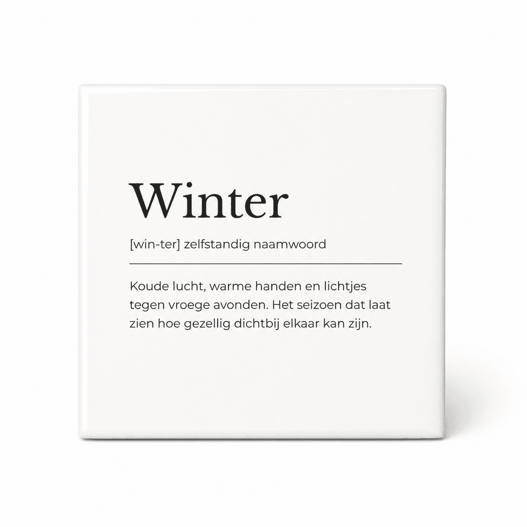 Winter woordenboektegeltje op keramiek