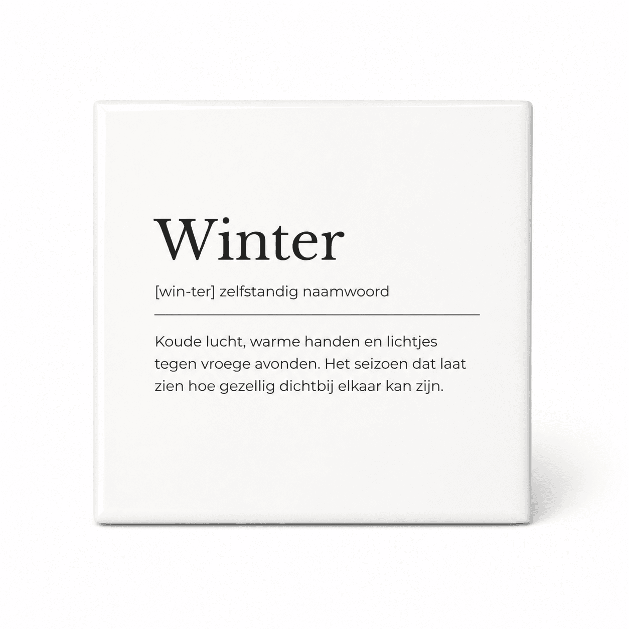 Winter woordenboektegeltje op keramiek