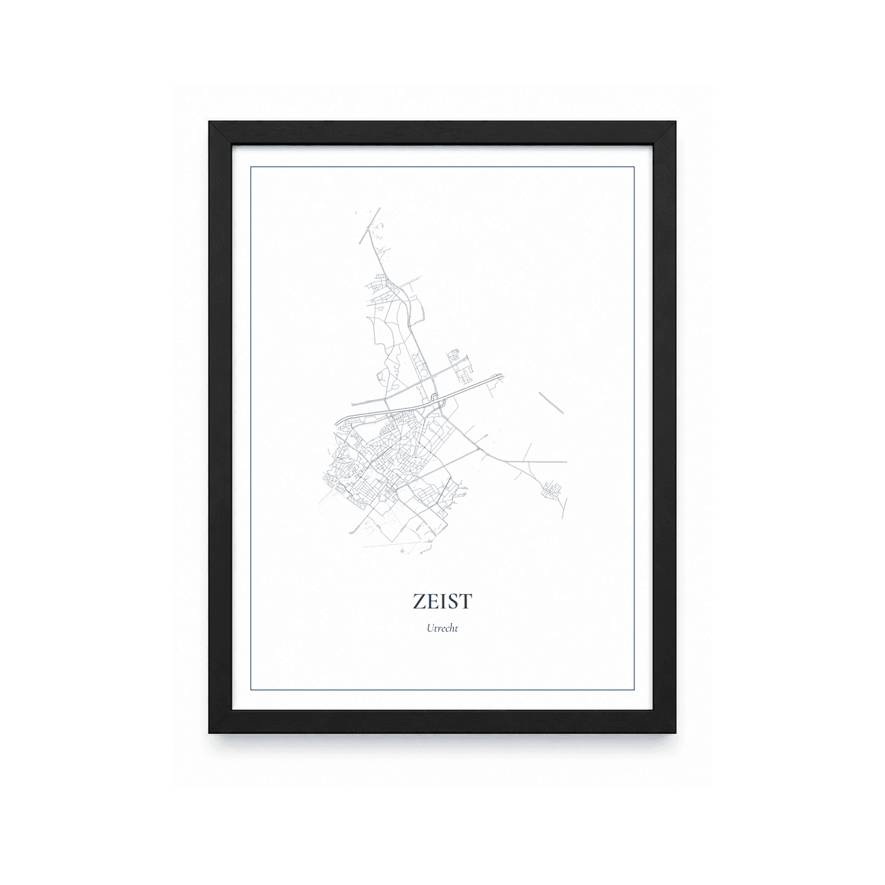 Kaartposter Zeist – kaartportret – Delfts blauw