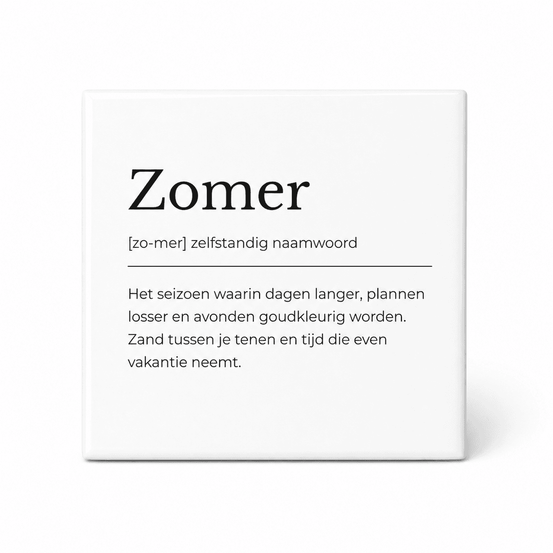 Zomer woordenboektegeltje op keramiek