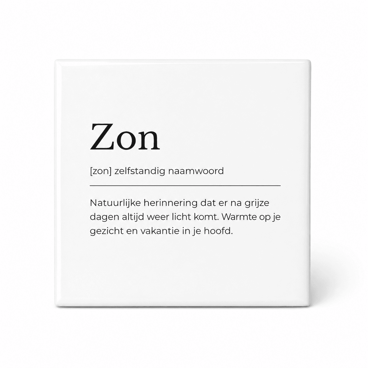 Zon woordenboektegeltje op keramiek