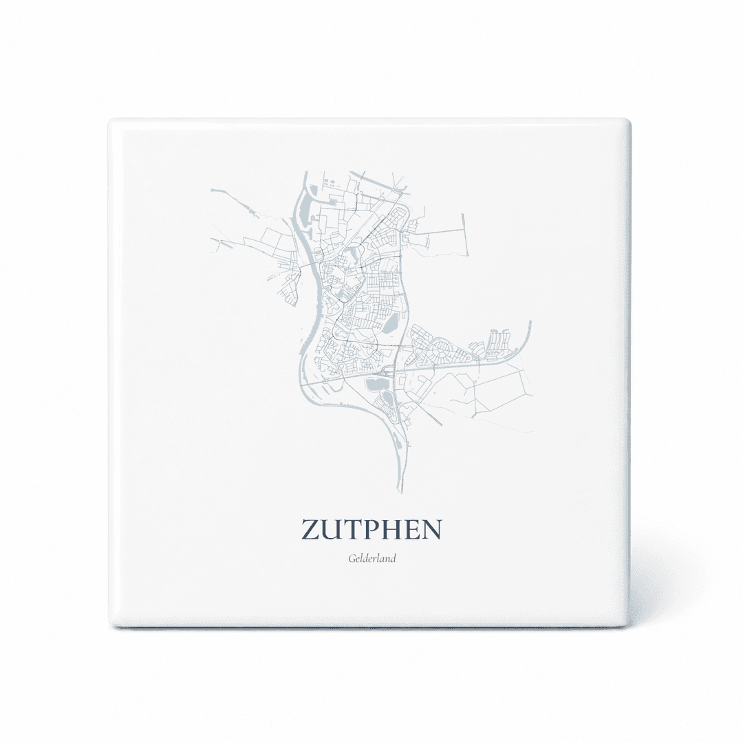 Kaarttegeltje Zutphen – kaartportret – Delfts blauw