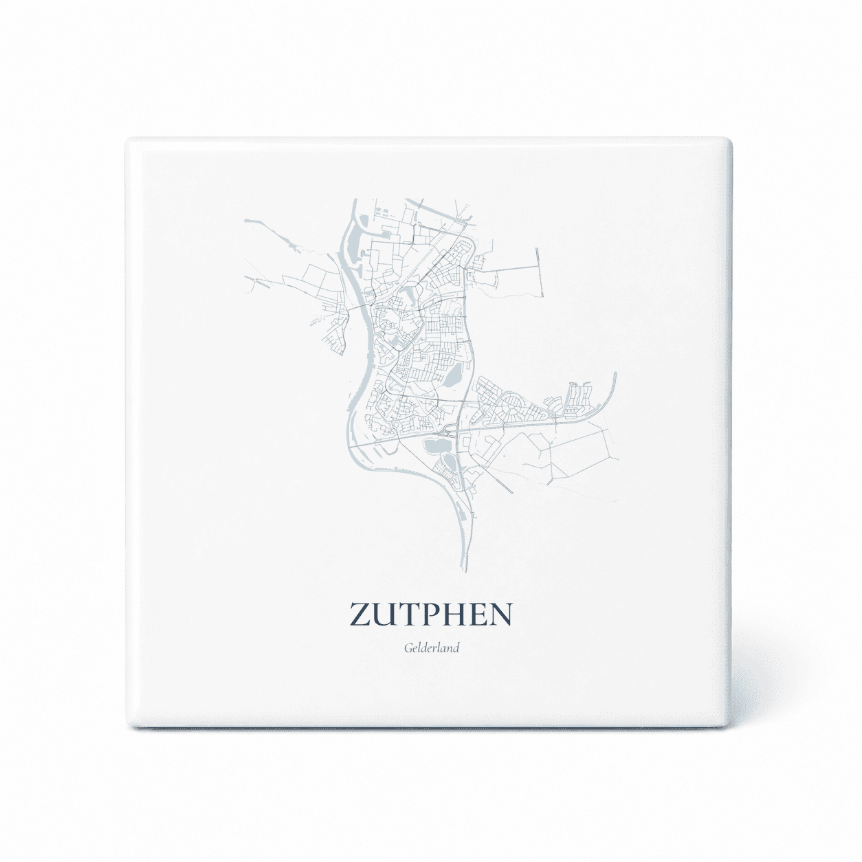 Kaarttegeltje Zutphen – kaartportret – Delfts blauw