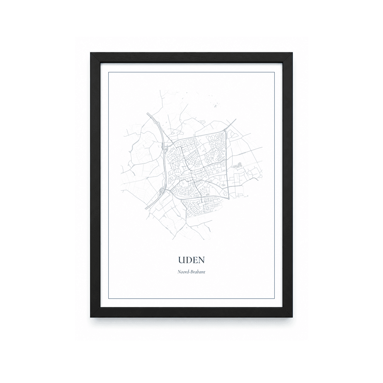 Kaartposter Uden – kaartportret – Delfts blauw
