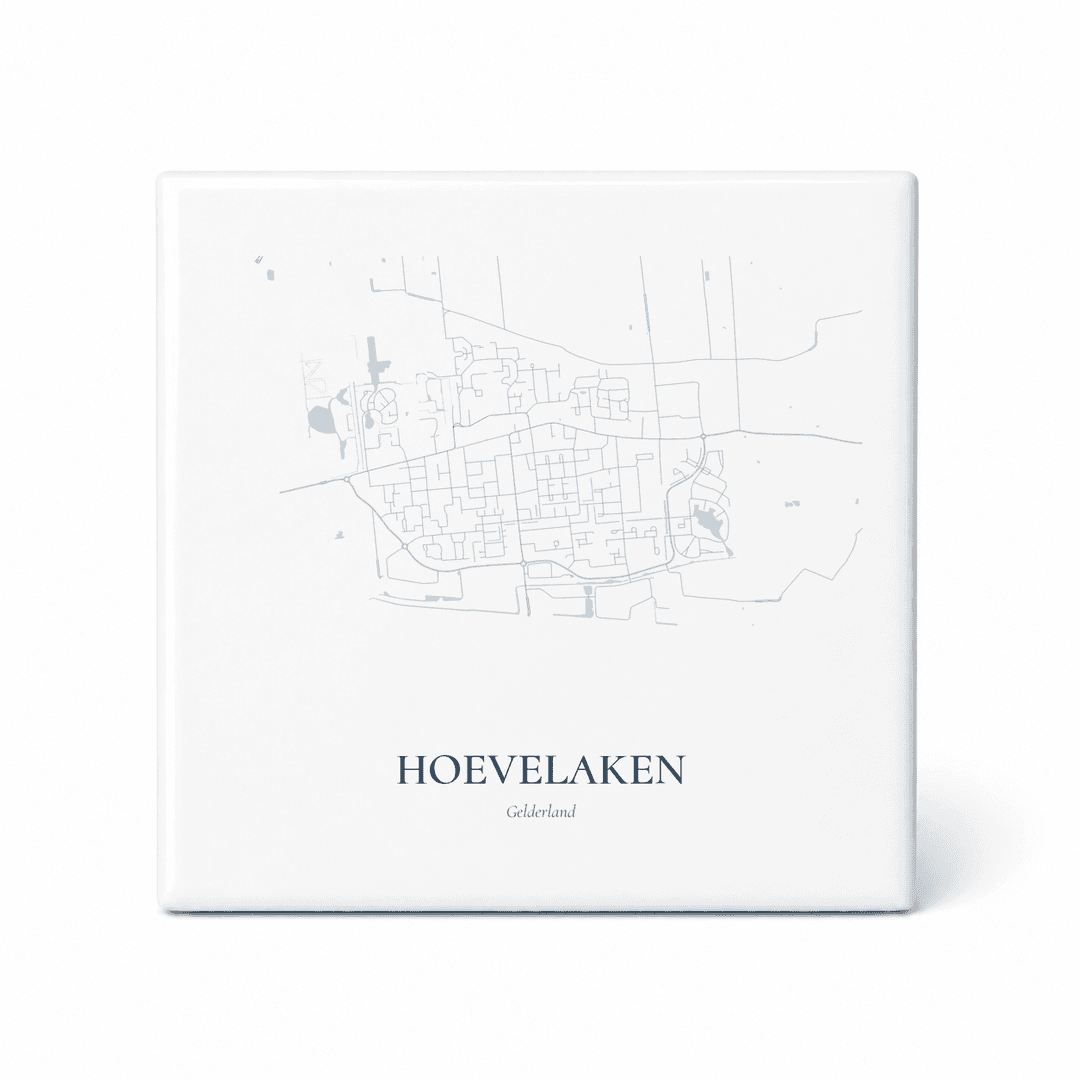 Kaarttegeltje Hoevelaken – kaartportret – Delfts blauw