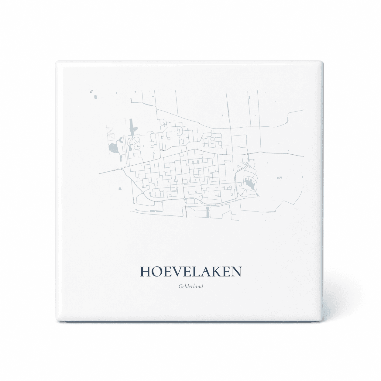 Kaarttegeltje Hoevelaken – kaartportret – Delfts blauw