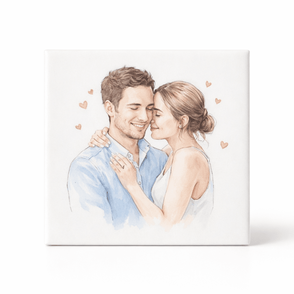 Gepersonaliseerd aquarel tegeltje 4