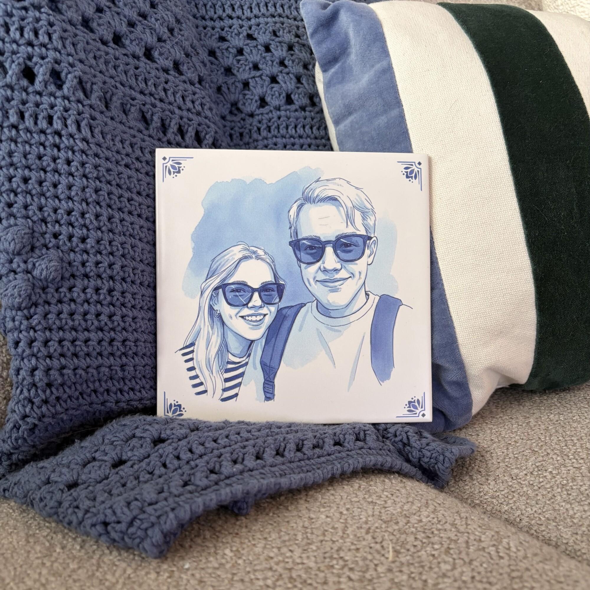 Gepersonaliseerd Delfts blauw tegeltje 3